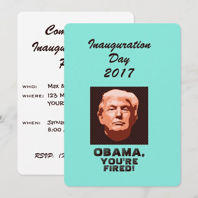 Convites Personalizado da Inauguração do Trump 2017 (Frente/Verso)