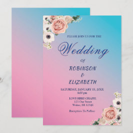 Convites Personalizado De Casamento Da Flora De Cor Azul Co