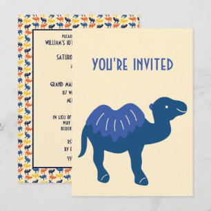 Convites Personalizado de desenho animado Camel Blue Bactri