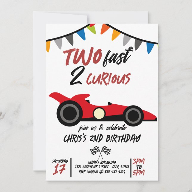 Convites Personalizado de segundo aniversário (Frente)