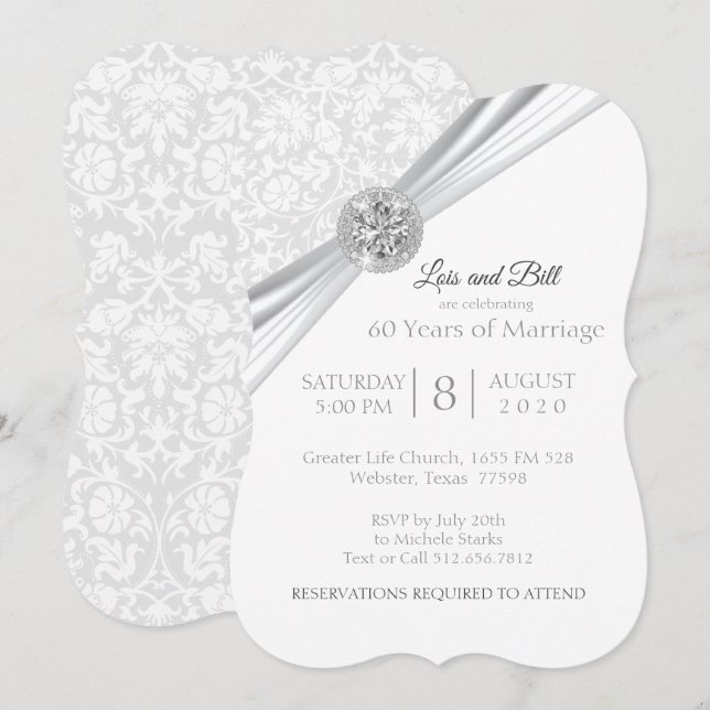 Convites Personalizado - Desenho de Aniversário de Diamante (Frente/Verso)