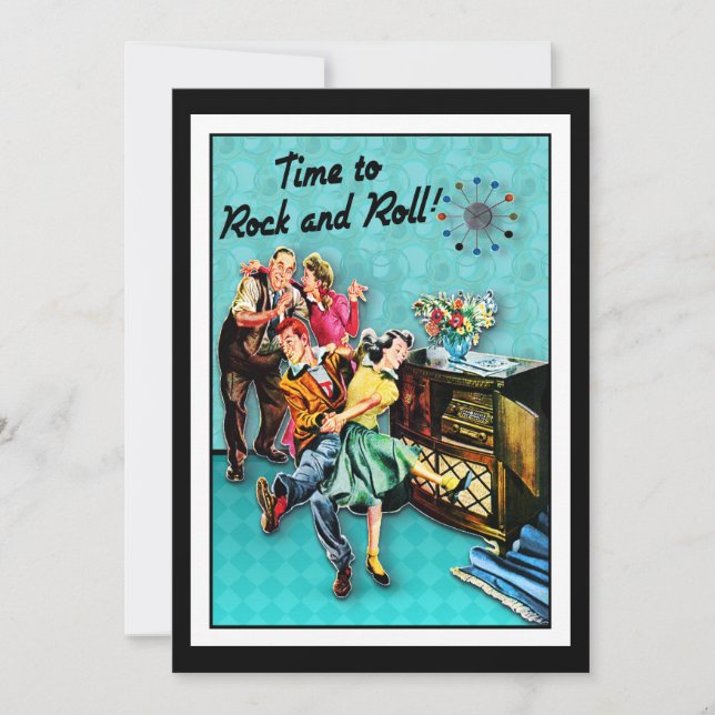 Convites Personalizado do Partido do Jukebox Retro Rock and (Frente)