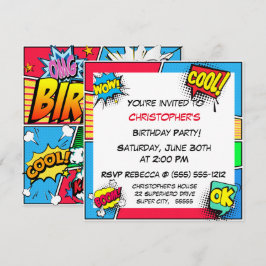 Convites Personalizado do Super Herói Birthday Boy da revis