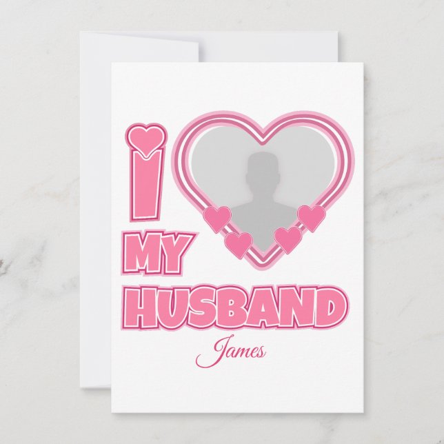 Convites Personalizado Eu Amo Meu Marido - Adicionar Fotogr (Frente)