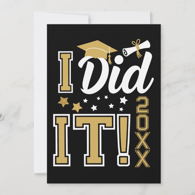 Convites Personalizado Eu Consegui Dourado Graduação Gradua (Frente)