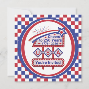 Convites Personalizado EUA 250–Marquise Retro Patriótica