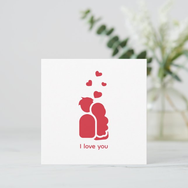 Convites Personalizado Marca Vermelho Branco Simples Casal  (Em pé/Frente)
