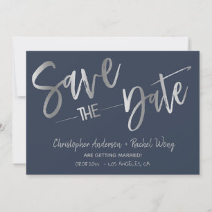 Convites Personalizado Minimalista Azul Marinho Save the Da