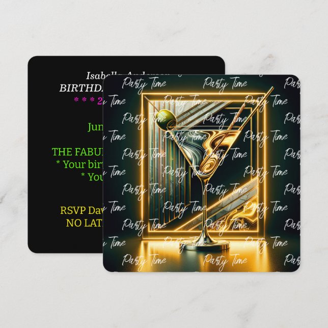 Convites Personalizado Neon Time do Partido Popular (Frente/Verso)