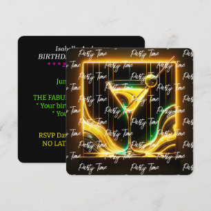 Convites Personalizado Neon Time do Trendy Party