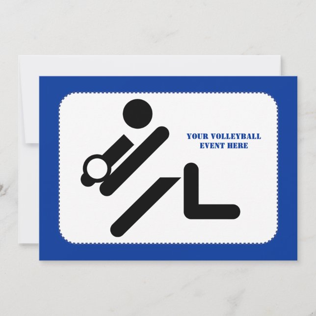 Convites Personalizado para o ícone azul e preto do voleibo (Frente)