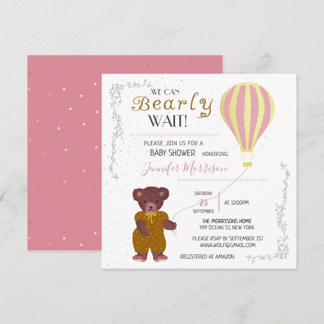 Convites Personalizado Podemos Brindar Chá de fraldas De Es (Frente/Verso)