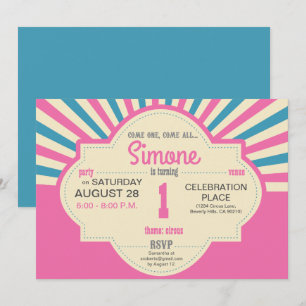 Convites Personalizado, Primeiro aniversário, Circus Pensou