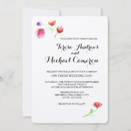 Convites Personalizado, Russo, flor de aquarela, Casamento