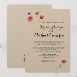 Convites Personalizado, Russo, flor de aquarela, Casamento