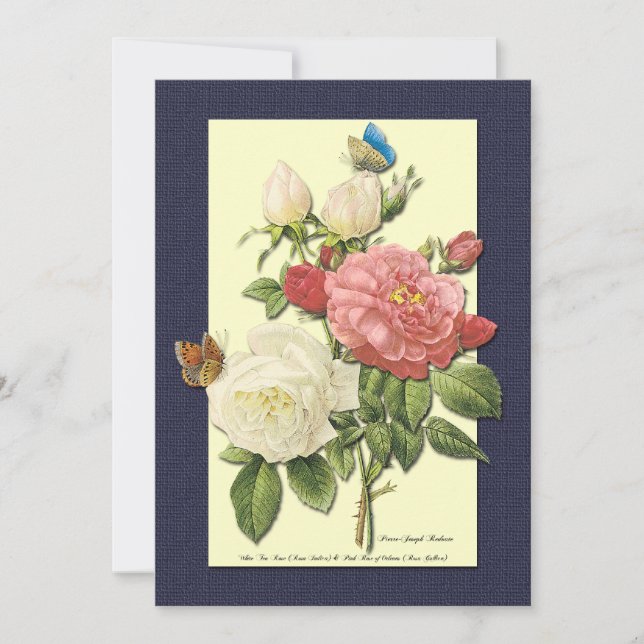 Convites Personalizados Botânicos de Rosas Brancas (Frente)
