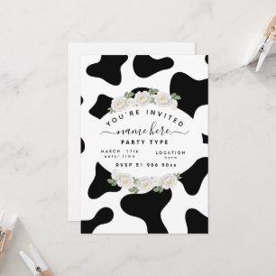 Convites personalizados com estampa de vaca preta