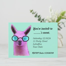 Convites Personalizados Cool Pink Llama