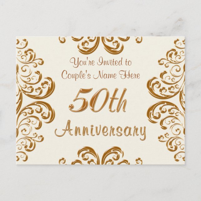 Convites Personalizados de 50 Anos de Casamento (Frente)