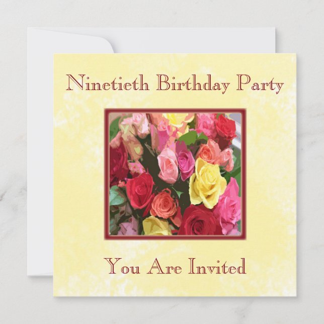 Convites Personalizados de Aniversário de 90 Anos (Frente)