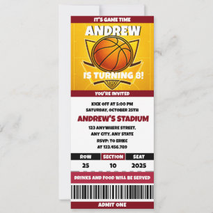 Convites Personalizados de Aniversário de Basquete