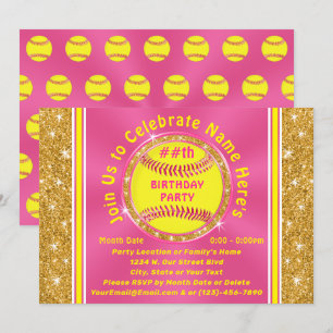 Convites Personalizados de Aniversário de Softbol