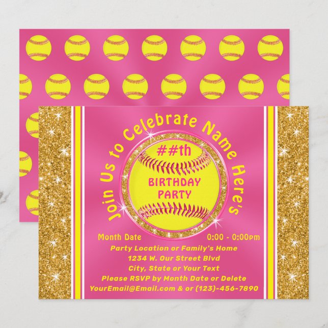 Convites Personalizados de Aniversário para Festa  (Frente/Verso)