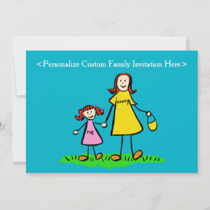 Convites Personalizados de Arte da Família e Mãe