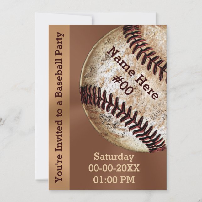 Convites Personalizados de Festas de Beisebol Vint (Frente)