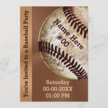 Convites Personalizados de Festas de Beisebol Vint