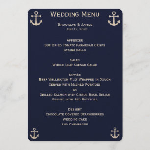 Convites Personalizados de Menu de Casamento Náuti