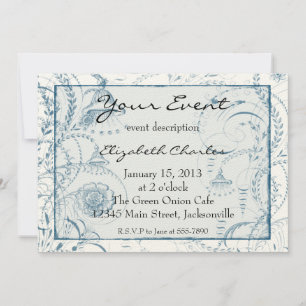 Convites Personalizados de Toile Francês Azul Ver