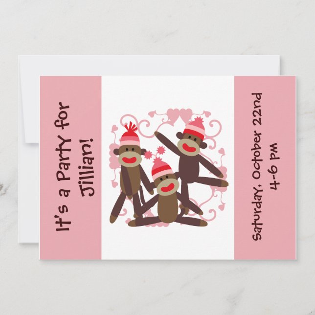 Convites personalizados do macaco 5x7 da peúga da (Frente)