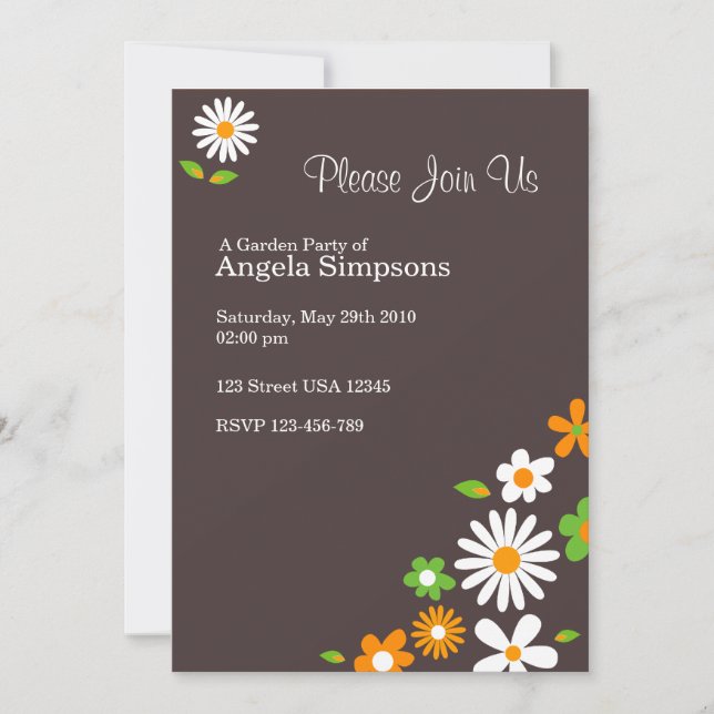 Convites Personalizados*Marrom para Flores (Frente)