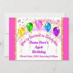 Convites personalizados para balões, Rainbow