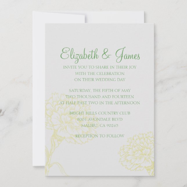 Convites personalizados para Casamento Amarelo e V (Frente)