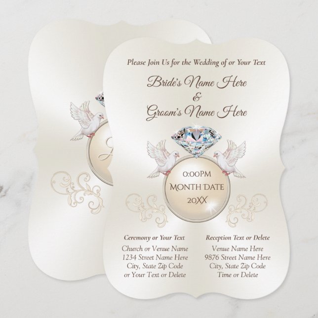 Convites personalizados para Casamento de Pássaros (Frente/Verso)