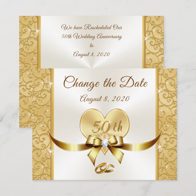 Convites Personalizar 50 anos Alterar as placas de data (Frente/Verso)