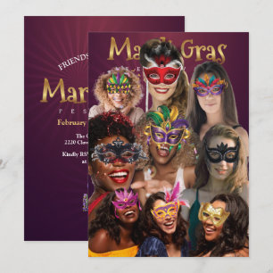 Convites Personalizar 9 Máscaras de Mascarada de Foto Mardi