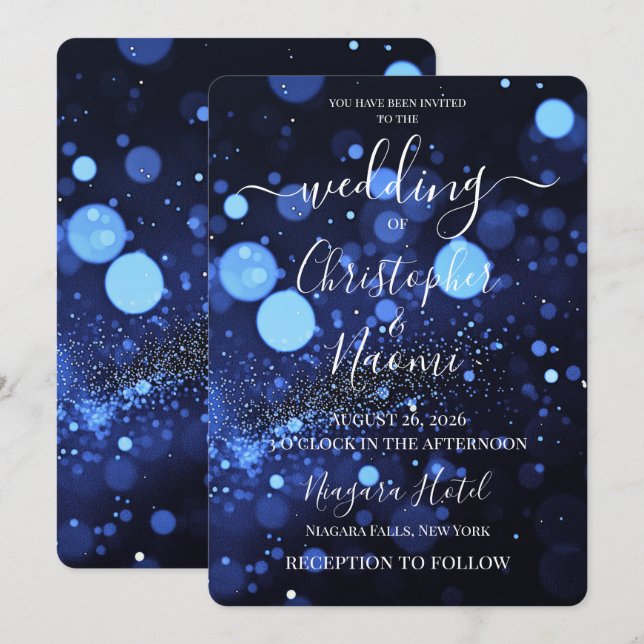 Convites PERSONALIZAR: Bokeh Blizzard Personalizado (Frente/Verso)
