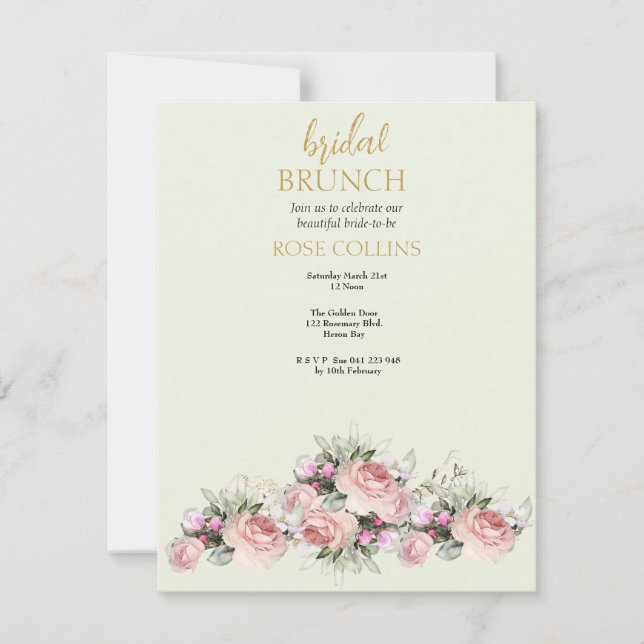 Convites Personalizar Bridal Brunch Rose bouquet (Frente)
