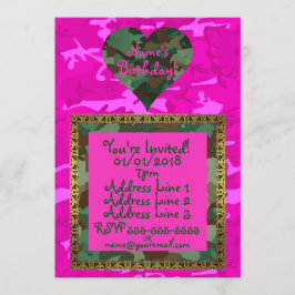 Convites Personalizar - Camo Rosa