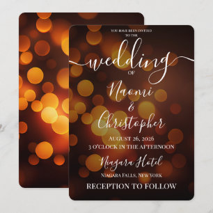 Convites PERSONALIZAR: Casamento Bokeh Fogo de Outono Escur