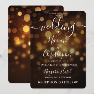 Convites PERSONALIZAR: Casamento Bokeh Outonal Dourado