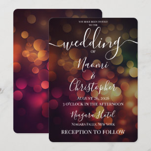 Convites PERSONALIZAR: Casamento Bokeh Outono Escuro