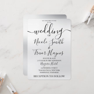 Convites Personalizar: Casamento com Desfoque Prateado