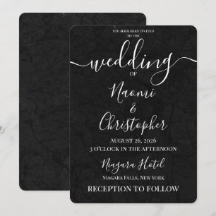 Convites Personalizar: Casamento com Textura de Pedra Preta