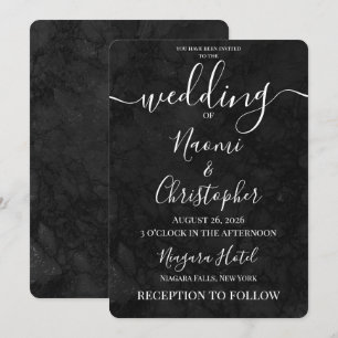 Convites Personalizar: Casamento com Textura Grunge Preta E