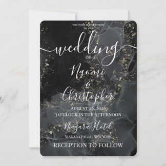 Convites Personalizar: Casamento com Tinta Alcoólica Preta