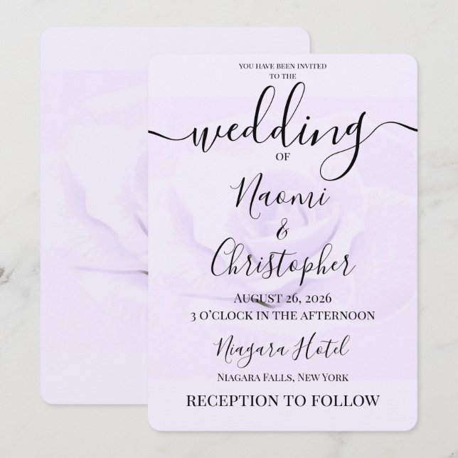 Convites PERSONALIZAR: Casamento Rosa Suave (Frente/Verso)
